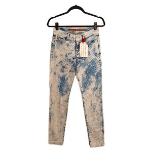 STANDARDS & PRACTICES Psycho White Polka Dot Print Tie Dye Print Skinny Jeans 26